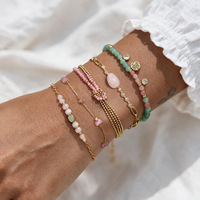 Bracelet superposé en perles de cristal colorées Gaovo, plaqué or 18 carats, en acier inoxydable résistant au ternissement, bijoux de mode pour femmes