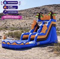 Toboggan aquatique gonflable commercial en PVC de grande taille, personnalisé, avec piscine de glissement intégrée, effet arc-en-ciel