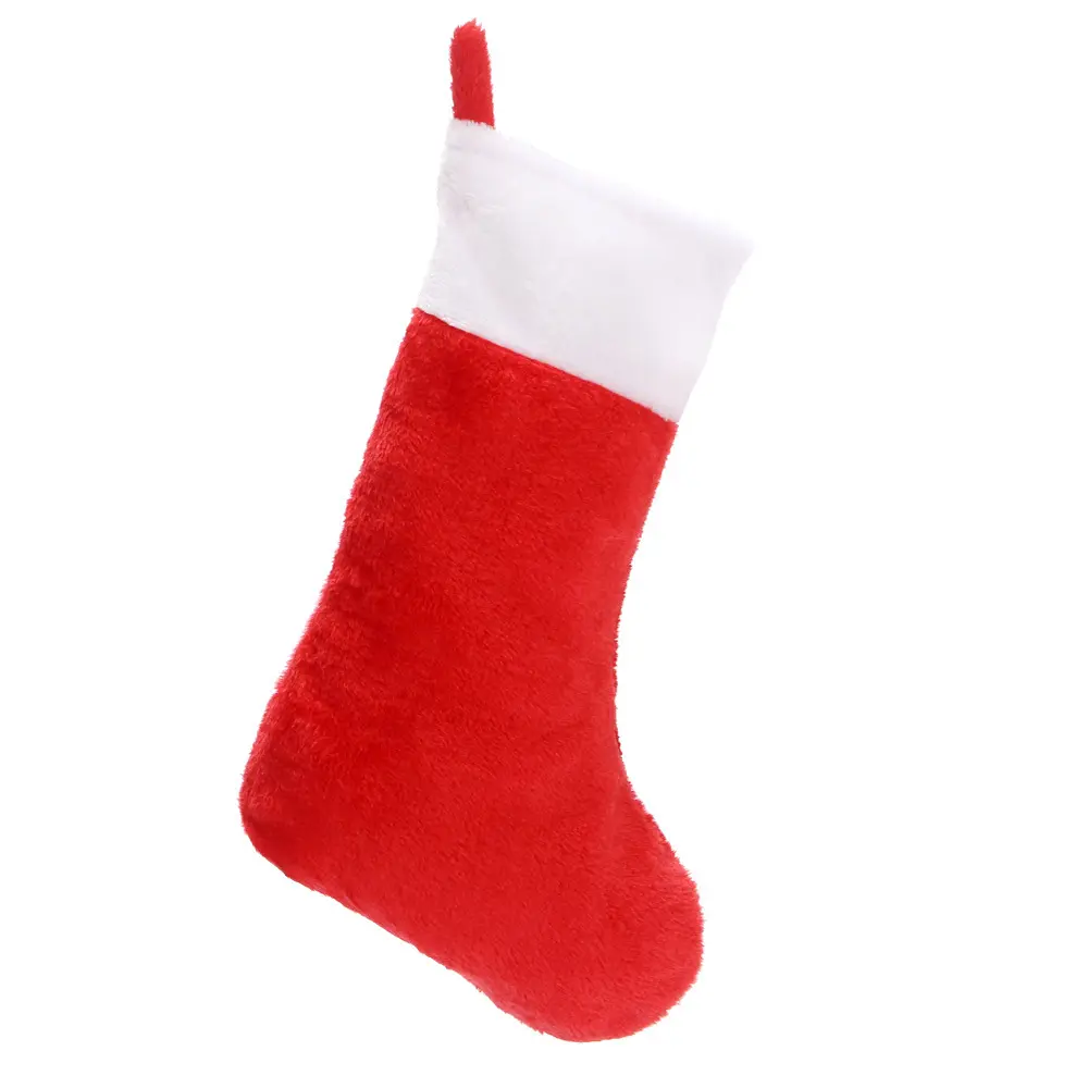 Wholesale Christmas Stocking Red and White Mercerized Velvet Christmas Stockings Christmas Gift Bags