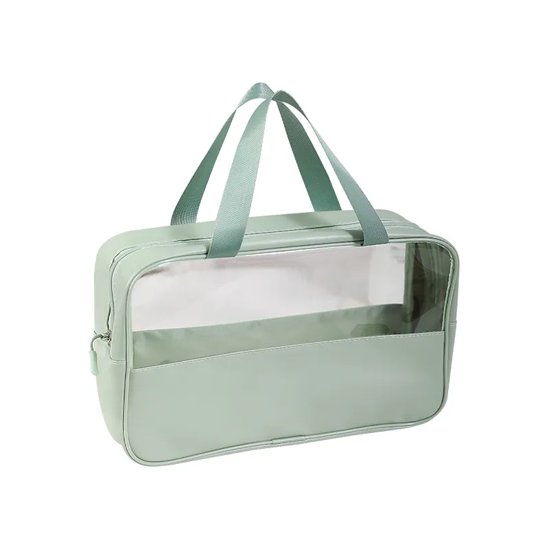 Temizle kalın şeffaf makyaj çantası su geçirmez makyaj sanatçısı büyük çanta bezi durumda ile makyaj çantası şeffaf vinil pencere