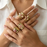 Bague ouverte en pierre naturelle Bowei, style vintage, plaqué or 18 carats, acier inoxydable, bijoux de niche