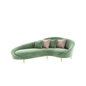 Créatif lune forme design doux velours surface ensembles de canapé de salon personnalisé 3- 4 places Europe conception simple canapé-lit