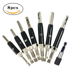 Jeu de forets noirs pour charnières de portes et fenêtres, avec queue hexagonale, outil de positionnement pour le travail du bois, pour l'ouverture de trous dans le bois - Product Image 2