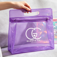 Ensemble d'organisateurs de voyage transparents et étanches en PVC avec fermeture éclair pour trousse de toilette, pochettes cosmétiques durables pour maquillage
