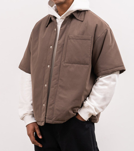 <span class=keywords><strong>Giacca</strong></span> <span class=keywords><strong>Camicia</strong></span> Trapuntata da Uomo Invernale Traspirante Antipiega 100% Cotone Twill Scollo a V Manica Corta 280g <span class=keywords><strong>Marrone</strong></span> Stile Urbano Casual alla Moda - Product Image 1