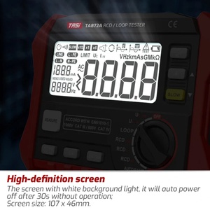 Testeur numérique TASI TA872A de résistance de boucle RCD, multimètre de fuite, testeur de courant de déclenchement pour téléchargement des données de test, garantie 1 an - Product Image 3
