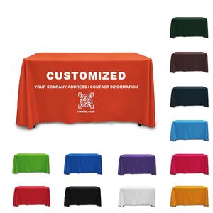 Custom Full Color Print Tablecloth Woven <b>Table</b> Cover Custom Size Logo Design <b>Table</b> Cloths for Trade Show Events Wedding Party - Product Image 1