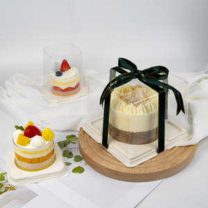 Boîte à gâteau transparente, boîte à cupcakes, boîte en plastique transparente portable en PET, boîte cadeau, emballage en rouleau de gâteau en plastique long - Product Image 1