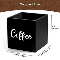 Porte-capsules de café noir carrés en bois, panier de rangement pour accessoires de bar à café, comptoir de cuisine