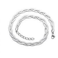 Collier en corde tressée argentée Xuping Jewelry en gros, chaîne torsadée avec fermoir mousqueton pour cadeau, fête, mariage