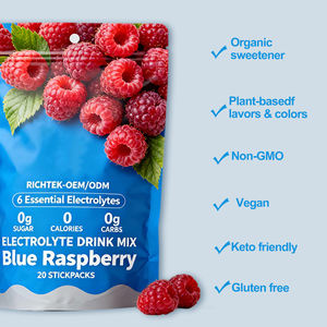 Заводская цена, бренд Richtek, частная торговая марка, Электролитный порошок, смесь для напитков с голубым малиновым вкусом, веганская смесь без сахара - Product Image 4