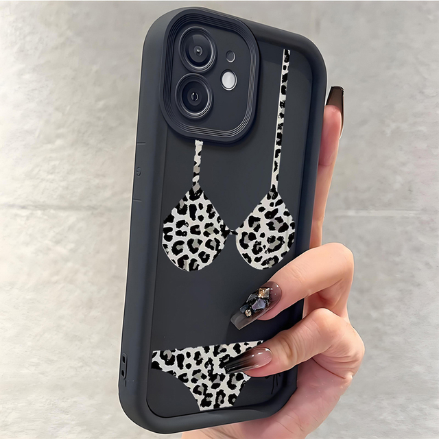 Leopard Bikini Briefs Print Ladder Lens Style Shockproof TPU Mobile Phone Cover Case for Samsung Galaxy A07 A17 A56 S26 Ultra