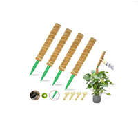 Poteau en fibre de coco flexible et écologique avec poignée en PVC, grande taille, 48 pouces, brun naturel, pour Monstera et plantes d'intérieur
