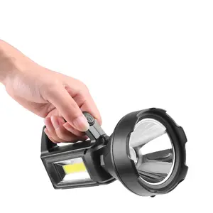 Durable Super Bright Searchlight with Power display USB Rechargeable handy COB Head Torch Lantern Long-Range Patrol Search light
