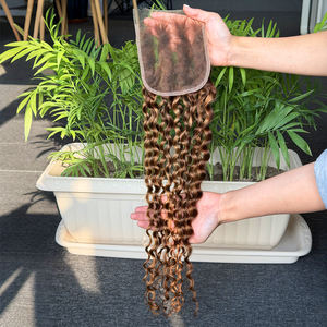 ผมแท้สีเปียโนแบบลูกฟูกลึก  พร้อมเชือกผูกผม HD Lace Frontal  ขนาด 4x4 5x5 6x6  แบบขายส่ง - Product Image 5