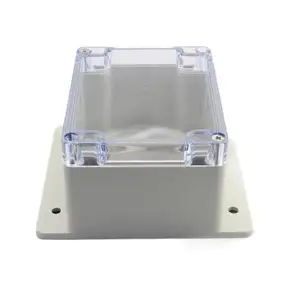 Caja de empalme impermeable IP66, cubierta transparente de plástico ABS, 115x90x68mm, 4 tornillos con orejas