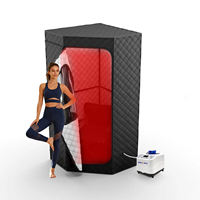 Sauna infrarouge portable moderne 2-en-1 pour relaxation corporelle complète, thérapie par lumière rouge 660nm, générateur de vapeur 3L 1500W, chaise pliante pour appartement