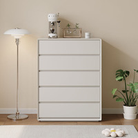 Commode de luxe en bois massif style crème avec tiroirs intégrés, table de chevet murale, armoire de rangement pour chambre à coucher