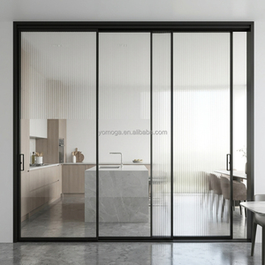 <span class=keywords><strong>Porte</strong></span> <span class=keywords><strong>coulissante</strong></span> en verre trempé sablé en alliage d'aluminium, personnalisable en usine, avec moustiquaire magnétique et fonctions coupe-vent - Product Image 1