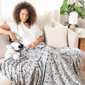 Chăn đậu phộng velvetloft nhân vật dễ thương Snoopy sang trọng ném chăn, đậu phộng Dã Ngoại kẻ sọc đỏ, ném 55 trong x 70 trong - Product Image 6