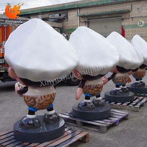 만화 요리사 유리 섬유 조각, 해산물 레스토랑 환영 장식, 음식 테마 F & B 체크인 장식 - Product Image 3