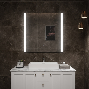 Miroir de salle de bain moderne à LED avec design graphique pour hôtel, appartement et villa - Product Image 1