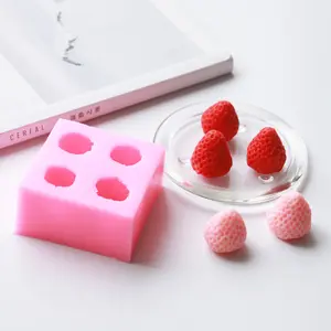 3d Ontwerp Aardbei Fruit Siliconen Mal Voor Kaarswas Epoxyhars Zeep Chocolade Cake Decoratie Goedkope Prijs