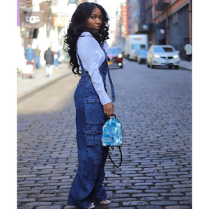 Pantalones Vaqueros Holgados con Múltiples Bolsillos, Mono de Moda para Mujer - Product Image 3