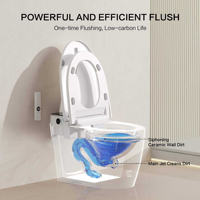 WC intelligent avec eau chaude instantanée, plusieurs modes de lavage, siège chauffant, lumière ambiante, télécommande, fermeture douce, toilette intelligente