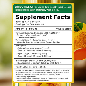 Maßgeschneiderte Kurkuma-Öl-Curcumin-Softgels Nahrungsergänzungsmittel Schwarzer Pfeffer Ingwer Softgels mit MCT-Öl Curcuminoiden Kurkuma-Gummis - Product Image 4