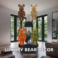 Sculpture d'ours de luxe, ornement animalier haut de gamme en résine écologique, modèle de personnage mignon fait main, décoration intérieure, cadeau pour meuble TV ou bar