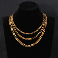 Parures de bijoux fantaisie pour hommes : Collier et bracelet à maillons cubains épais avec fermoir mousqueton, style hip-hop, résistant à l'eau