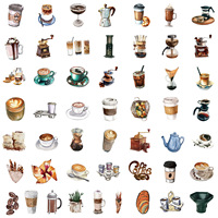 Pegatinas Decorativas para Coche, Refrigerador, Celular, Taza de Agua, Cuaderno, Empaque de Alimentos, con Diseño de Café y Grafiti, Impermeables y Creativas