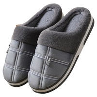 Chaussons d'hiver pour hommes à bout fermé, doublure en peluche, fourrure chaude, pour la maison, taille extra large 45-48