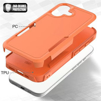 Coques de téléphone portable antichoc 2-en-1 en TPU+PC, design blindé, pour 17/17 Air/17 Pro/17 Pro Max, orange, anti-traces de doigts, rigides