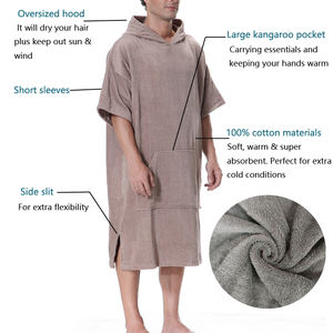 Cotone fasciatoio personalizzato <span class=keywords><strong>Poncho</strong></span> con cappuccio asciugamano surf <span class=keywords><strong>Poncho</strong></span> asciugamano per adulti - Product Image 5