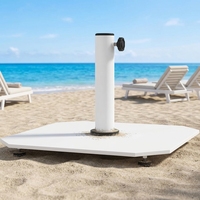 Base de parasol stable en acier au carbone blanc avec bouton de serrage personnalisé JH-Mech, revêtement poudré blanc