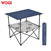 Table de camping pliable portable WOQI avec 4 porte-gobelets, table de pique-nique imperméable pour pique-nique, barbecue, plage, randonnée