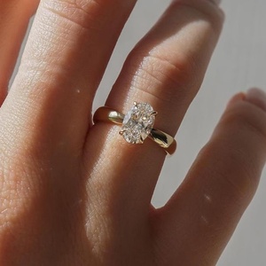 Anillo de <span class=keywords><strong>Compromiso</strong></span> de Oro Sólido de 14k/18k Personalizado con Diamante Cultivado en Laboratorio para Mujer, Certificado IGI, 2ct/3ct, VVS, Corte Ovalado - Product Image 3