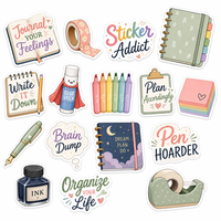 Autocollants personnalisés découpés sur mesure pour journal, papeterie, motifs floraux, autocollants imprimés avec logo amovible pour insert de boîte d'abonnement
