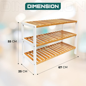 Bamboo <b>Shoe</b> <b>Rack</b> 2 Tier Freestanding <b>Storage</b> For Entryway And Bedroom - Product Image 3