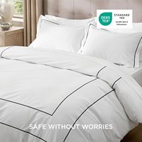 Housse de couette d'hôtel de luxe 100% coton Ensemble de literie brodé Comprend 1 housse de couette 2 taies d'oreiller Couette vendue séparément