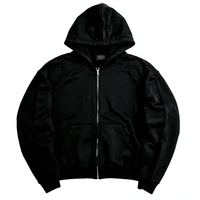 Sweat-shirt à capuche zippé noir pour homme, coupe classique, en coton French Terry, décontracté, pour l'automne