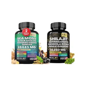 Sıcak satış Shilajit ve Seamoss kapsül yosun siyah tohum yağı inger bağışıklık sistemi ve sindirim için diyet takviyesi