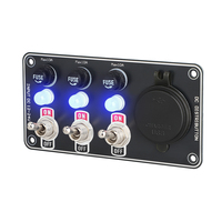 Interrupteur à bascule métallique 3 voies avec panneau de charge rapide PD QC 36W USB 30W Type-C pour voiture, bateau, yacht, camping-car, camion, avec fusible