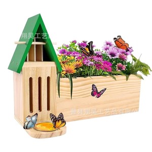 Casa de Mariposas de Madera para Exteriores, 20-24 Pulgadas, Decoración de Jardín de Madera Maciza, Refugio para Insectos, Jardinera, Comedero, Montaje en Pared - Product Image 1