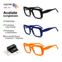 Monture optique carrée épaisse en bio-acétate OEM ODM, monture de lunettes rétro surdimensionnée, logo personnalisé, multicolore, vente en gros