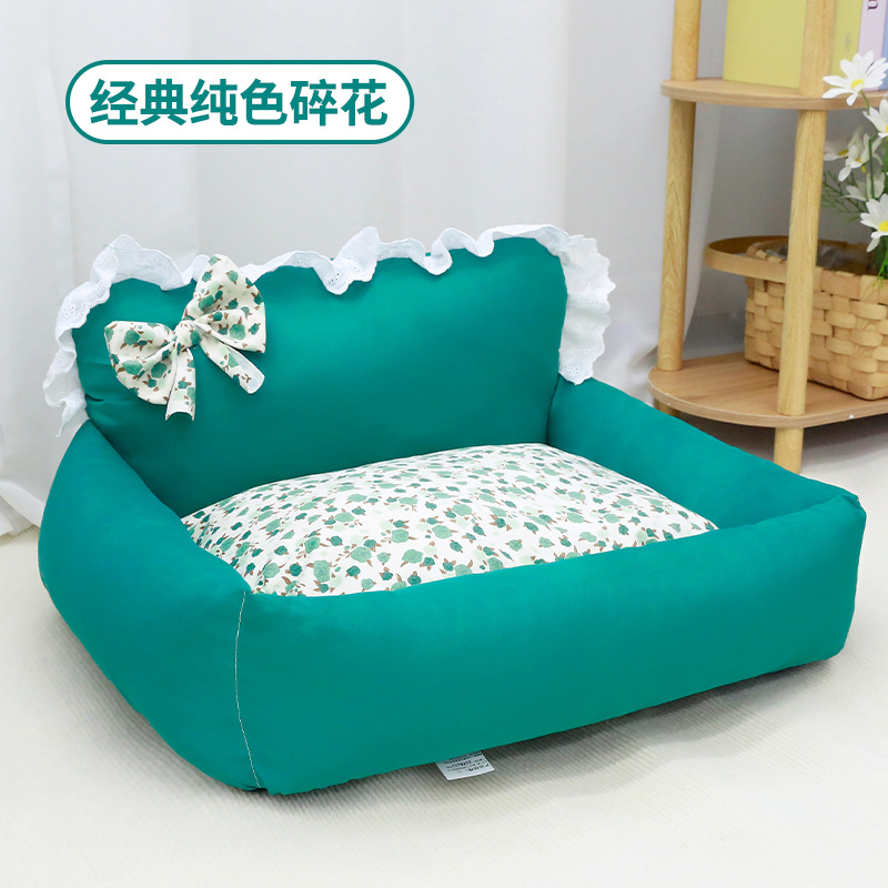 Korean-style floral sofa nest - peacock blue