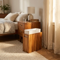 Poubelle rectangulaire en bois massif Coeusy de 3 gallons, design étroit et fin, seau amovible, décorative pour salle de bain/chambre/bureau