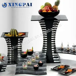 XINGPAI catering buffet equipment dessert buffet display stand high quality solid desserts stand set with glass plates